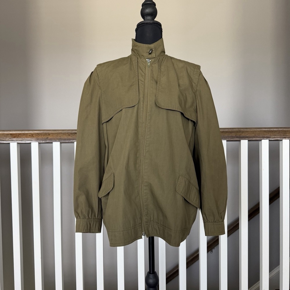 Vtg Diane Von Furstenberg 80s Utility Bomber 90s‎ Jacket 90s Green Safari Sz 8